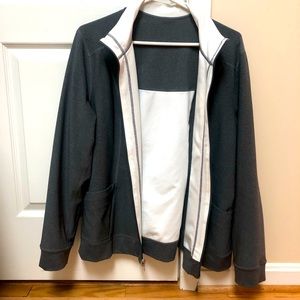 Reversible, zip up jacket.